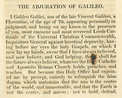 Galileo forced to recant