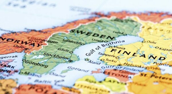 Map of Scandinavian Countries. Detail from the World Atlas (Rand Mc. Nally).