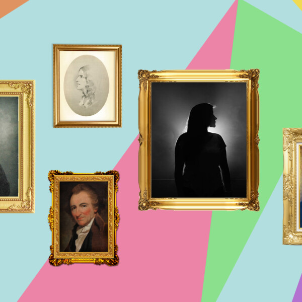 A collage image of portraits of historical figures, such as Annie Besant, Thomas Paine, Moncure Conway and Eliza Flower